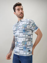 Men's Geometric Printed Half Sleeves Regular Fit Polo T-Shirt